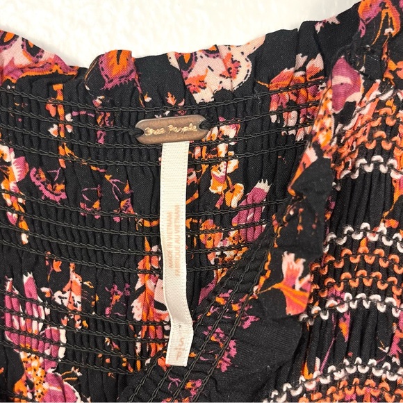 Free People Small Sweet Escape Smocked Black Floral Long Sleeve Boho Maxi Dress - Picture 5 of 6